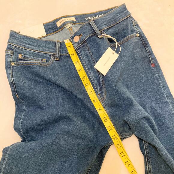 Warp + Weft Straight High Rise Midtone Blue Jean Size 12 - Picture 7 of 10